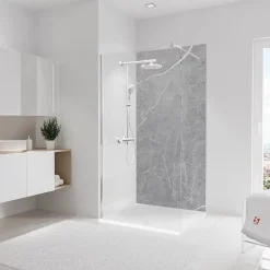 Schulte Panneau mural de salle de bain l.100 x H.210 cm, marbre gris, DécoDesign
