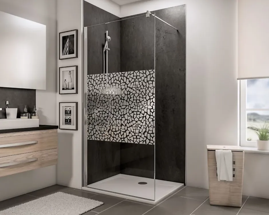 Schulte Panneau mural de salle de bains l.100 x H.255 cm, effet ardoise anthracite mat, Décodesign vendu par 2