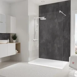 Schulte Panneau mural de salle de bain l.150 x H.255 cm, schiste anthracite, DécoDesign* Panneau Mural De Salle De Bains