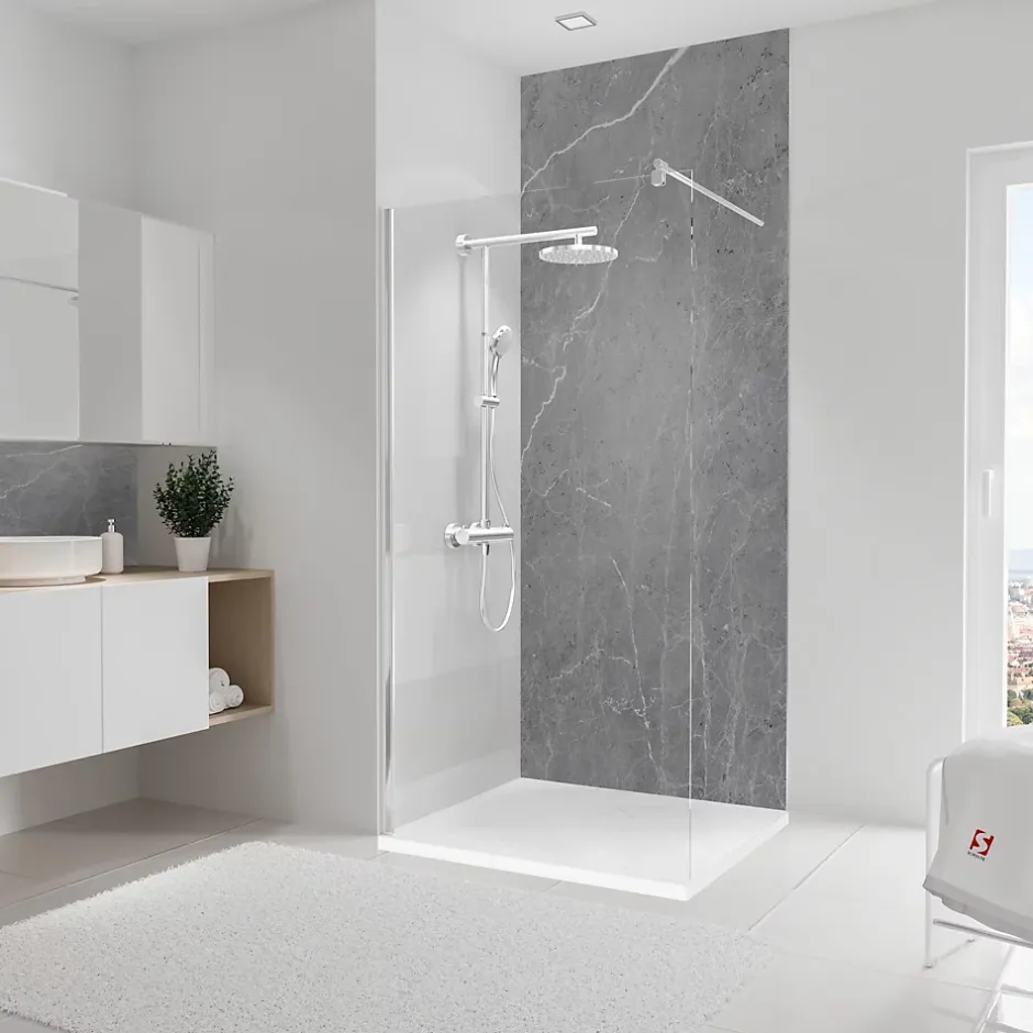 Schulte Panneau mural de salle de bain l.100 x H.255 cm, marbre gris, DécoDesign