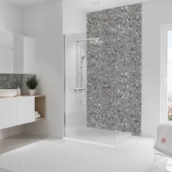 Schulte Panneau mural de salle de bains l.100 x H.210 cm, effet terrazzo granit , DécoDesign Softtouch