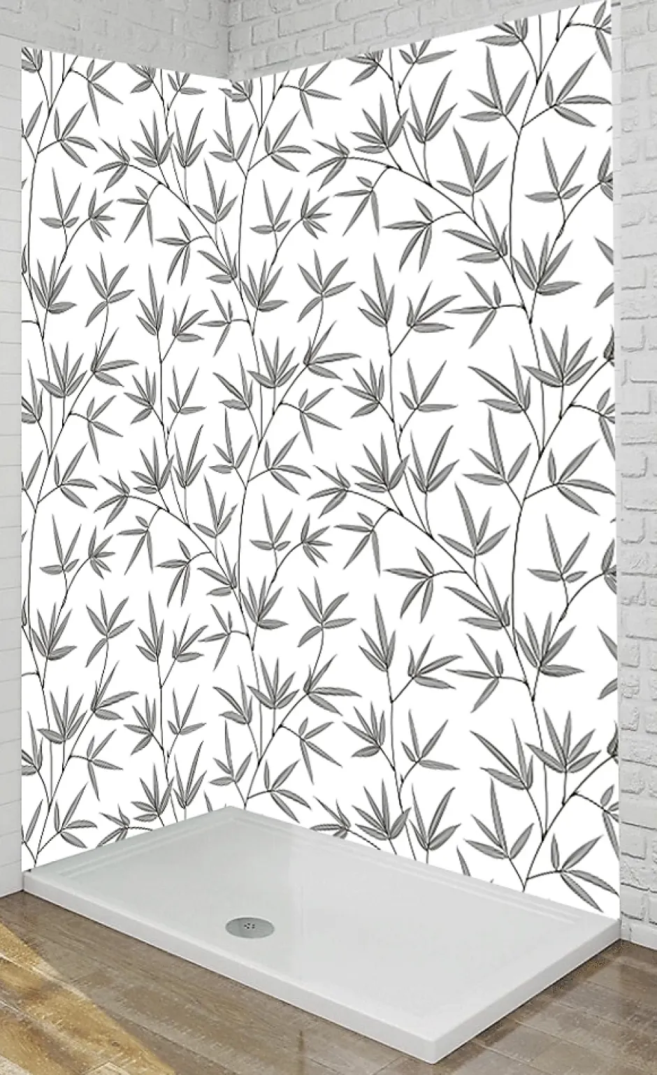 Ma nouvelle décoration Panneau Mural Douche salle de bain BAMBOU gris et blanc 90 cm x 210 cm Ma Nouvelle Déco* Panneau Mural De Salle De Bains