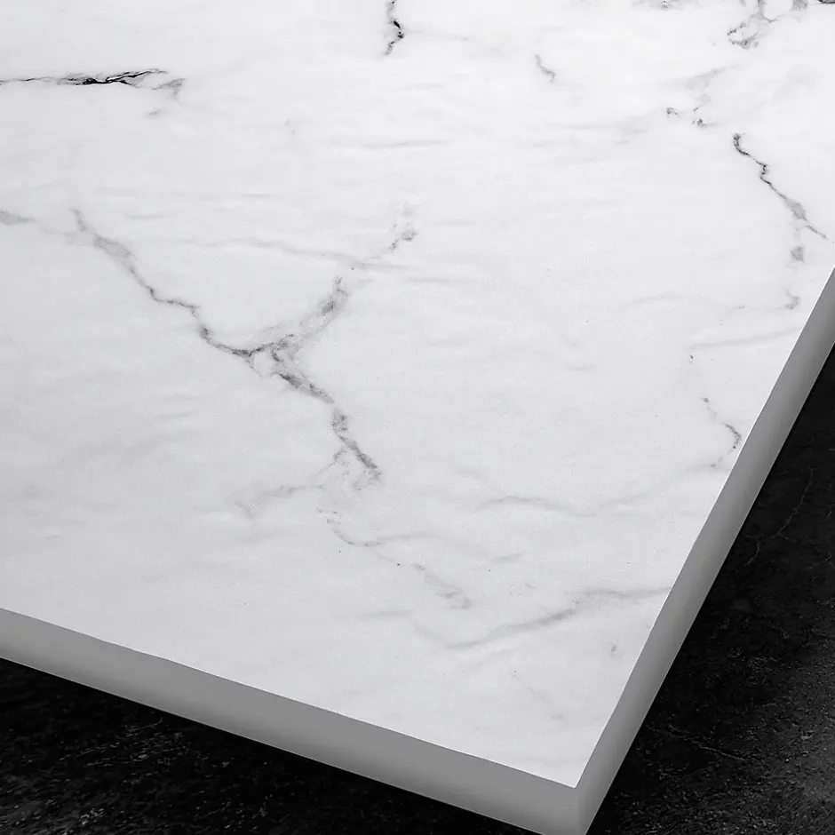 Autres Panneau mural pour salle de bain resine effet marbre blanc 250x120 cm Natte d'etancheite periferique integree