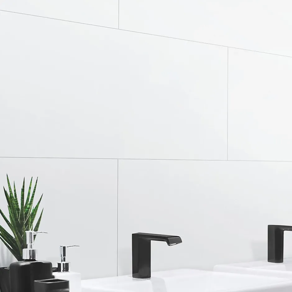 Dumawall+ panneaux muraux douche - dalle pvc gloss white 37,5 cm ht x 65 cm lg - lot de 8 plaques - 1,95 m2* Panneau Mural De Salle De Bains