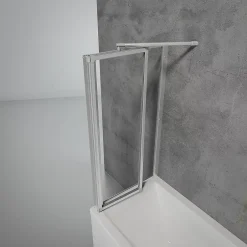 Schulte Pare baignoire à coller 2 volets + paroi de retour fixe, 89 x 70 x 120 cm, alu-argenté,* Pare-Baignoire
