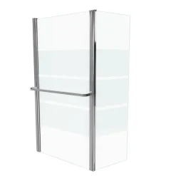 Aurlane Pare baignoire + volet pivotant 130x105- Profile aluminium chrome et verre transparent bande depolie* Pare-Baignoire