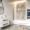 AICA Sanitaire Pare baignoire 2 volet pliante et pivotant chrome - L.120 x H.140 cm en 6mm verre anticalcaire* Pare-Baignoire