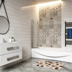 AICA Sanitaire Pare baignoire 2 volet pliante et pivotant chrome - L.110 x H.140 cm en 6mm verre anticalcaire* Pare-Baignoire
