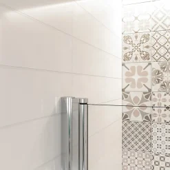 AICA Sanitaire Pare baignoire 2 volet pliante et pivotant chrome - L.100 x H.140 cm en 6mm verre anticalcaire