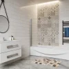 AICA Sanitaire Pare baignoire 2 volet pliante et pivotant chrome - L.90 x H.140 cm en 6mm verre anticalcaire