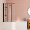 IDMarket Pare baignoire 1 volet 70x120 cm sérigraphié effet verrière avec profilé en aluminium noir* Pare-Baignoire