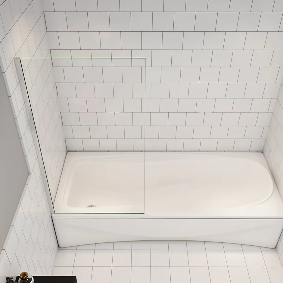 AICA Sanitaire pare baignoire Argent 70x130cm,paroi fixée,5mm verre anticalcaire,style industriel et Installation réversible
