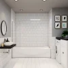 AICA Sanitaire pare baignoire Argent 40x130cm,paroi fixée,5mm verre anticalcaire,style industriel et Installation réversible* Pare-Baignoire