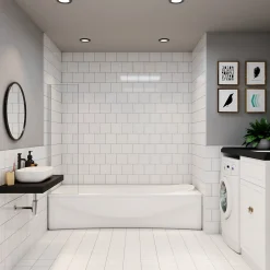 AICA Sanitaire pare baignoire Argent 40x130cm,paroi fixée,5mm verre anticalcaire,style industriel et Installation réversible* Pare-Baignoire