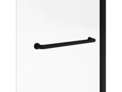 Vente-unique Pare baignoire avec porte-serviette en métal noir mat au style industriel - 70 x 140 cm - TOBIN
