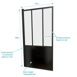 Galedo Pare baignoire Black Indus pivotant noir 130 x 75cm* Pare-Baignoire