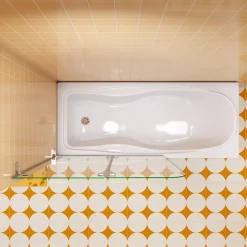 AICA Sanitaire Pare baignoire chromé 2 volets - L.120 x H.140cm - 5mm verre sécurité - Pivotant et repliable 180 degré