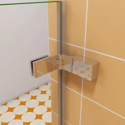 AICA Sanitaire Pare baignoire chromé 2 volets - L.120 x H.140cm - 5mm verre sécurité - Pivotant et repliable 180 degré