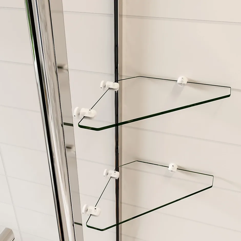 AICA Sanitaire Pare baignoire chromé pivotante L.120 x 140 cm avec 2 étagères - 6mm verre sécurité - solution pratique, élégante* Pare-Baignoire