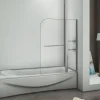 AICA Sanitaire Pare baignoire chromé pivotante L.100 x 140 cm avec 2 étagères - 6mm verre sécurité - solution pratique, élégante* Pare-Baignoire