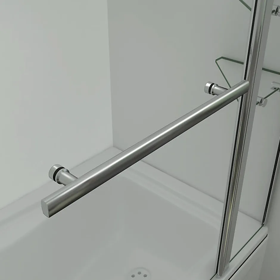 AICA Sanitaire Pare baignoire chromé pivotante L.100 x 140 cm avec 2 étagères - 6mm verre sécurité - solution pratique, élégante* Pare-Baignoire