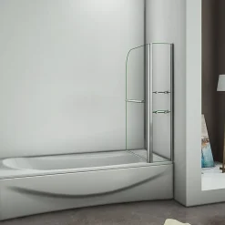 AICA Sanitaire Pare baignoire chromé pivotante L.100 x 140 cm avec 2 étagères - 6mm verre sécurité - solution pratique, élégante* Pare-Baignoire