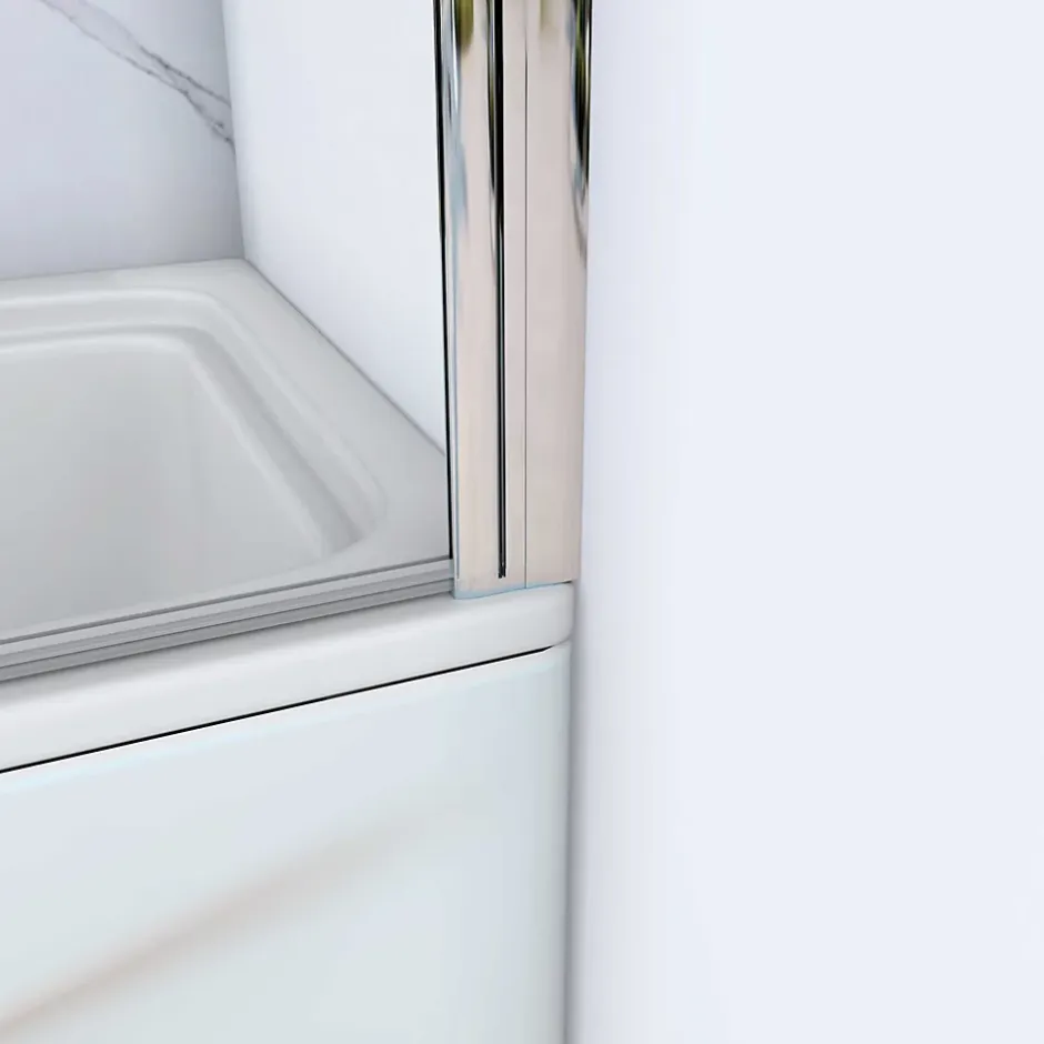 AICA Sanitaire Pare baignoire Chrome pivotant 180degrés à 3 volets L130xH140cm, 6mm verre anticalcaire et pose réversible ,style industriel* Pare-Baignoire