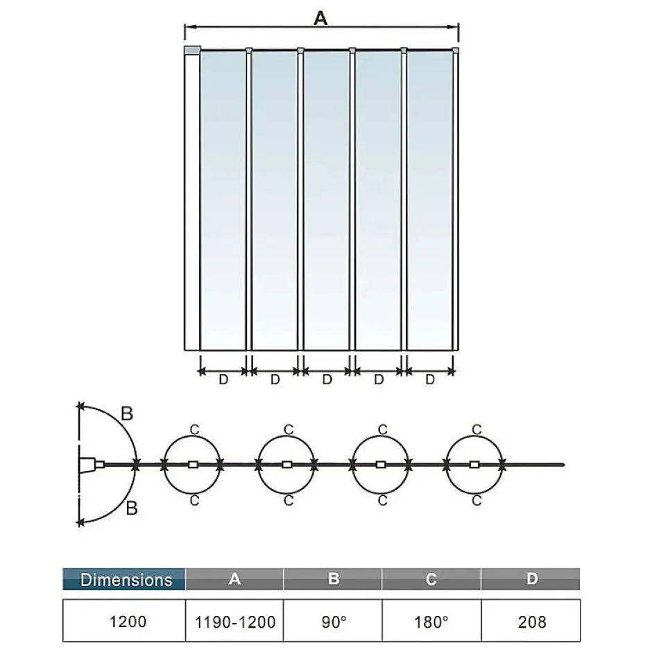 AICA Sanitaire Pare baignoire Chrome pliante,L120xH140cm avec pliante 5 volets pliants 180 degrés,Installation réversible,4mm verre trempé* Pare-Baignoire