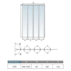 AICA Sanitaire Pare baignoire Chrome pliante L100xH140cm avec pliante 4 volets pliants 180 degrés,Installation réversible,4mm verre trempé* Pare-Baignoire