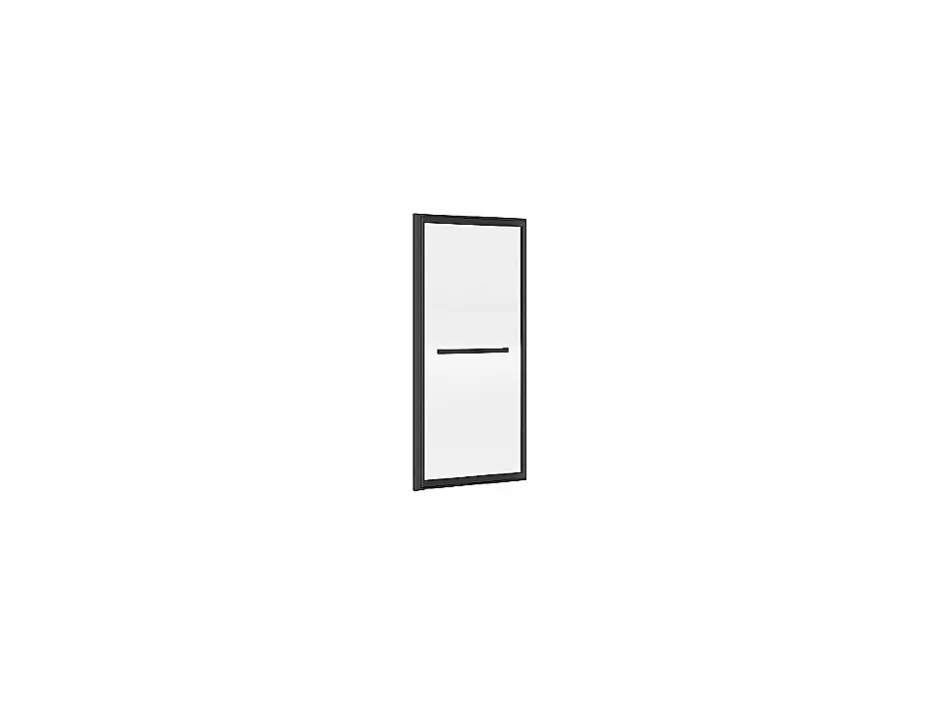 Vente-unique Pare baignoire coulissant noir mat avec porte serviette - 100x140 cm - WAIMEA* Pare-Baignoire