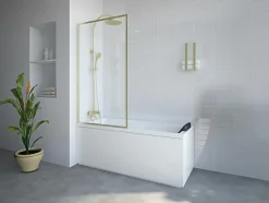 Vente-unique Pare baignoire doré style art déco - 80 x 140 cm - Verre trempé - BRADENTON* Pare-Baignoire