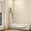 AICA Sanitaire Pare baignoire fixe 1 volet chrome - L.40 x H.130 cm en 5mm verre anticalcaire* Pare-Baignoire
