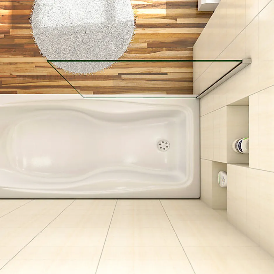 AICA Sanitaire Pare baignoire fixe 1 volet chrome - L.40 x H.130 cm en 5mm verre anticalcaire* Pare-Baignoire