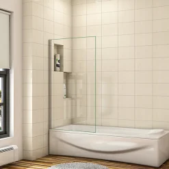 AICA Sanitaire Pare baignoire fixe 1 volet chrome - L.70 x H.130 cm en 5mm verre anticalcaire