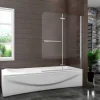 AICA Sanitaire Pare baignoire L.120 x H.140cm pivotant à 180 avec 2 étagères et porte-serviette - 6mm verre sécurit -Installation réversible* Pare-Baignoire