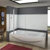 AICA Sanitaire Pare baignoire L.100 x H.140cm pivotant à 180 avec porte-serviette - 5mm verre sécurit - Installation réversible* Pare-Baignoire