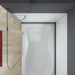 AICA Sanitaire Pare baignoire L.100 x H.140cm pivotant à 180 avec porte-serviette - 5mm verre sécurit - Installation réversible* Pare-Baignoire