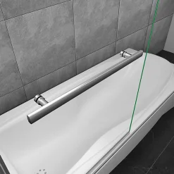 AICA Sanitaire Pare baignoire L.70 x H.130cm pivotant à 180 avec 2 étagères et porte-serviette - 5mm verre sécurit - Installation réversible