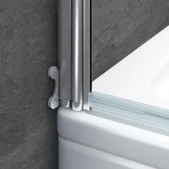 AICA Sanitaire Pare baignoire L.70 x H.130cm pivotant à 180 avec 2 étagères et porte-serviette - 5mm verre sécurit - Installation réversible