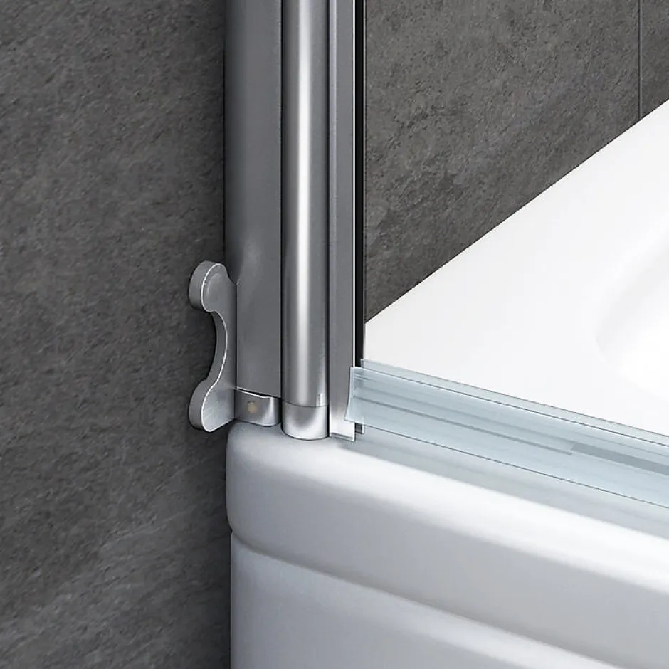 AICA Sanitaire Pare baignoire L.70 x H.130cm pivotant à 180 avec 2 étagères et porte-serviette - 5mm verre sécurit - Installation réversible