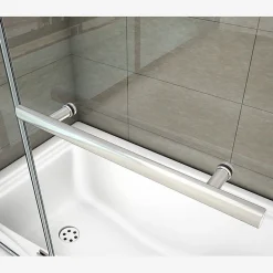 AICA Sanitaire Pare baignoire L.100 x H.140cm pivotant à 180 avec 2 étagères et porte-serviette - 6mm verre sécurit -Installation réversible* Pare-Baignoire