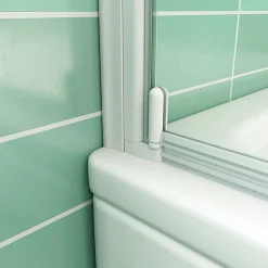 AICA Sanitaire Pare baignoire L.70 x H.130cm profilé blanc écran paroi pivotante - Installation réversible - 4mm verre sécurité