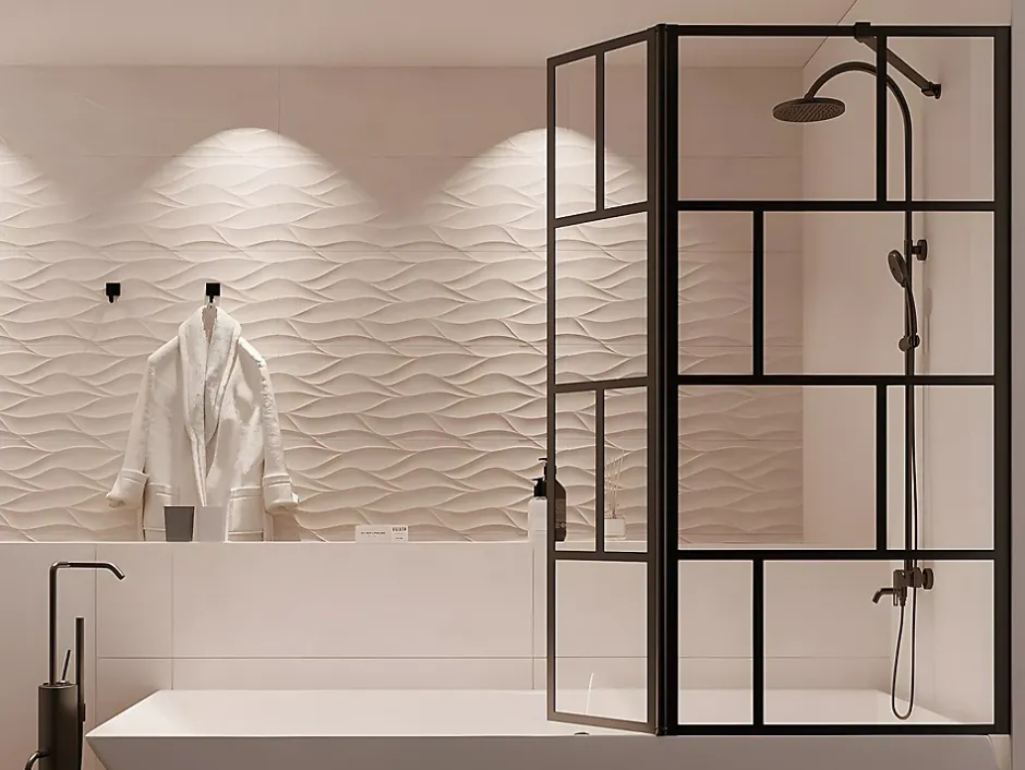 Vente-unique Pare baignoire noir mat au style industriel avec volet pivotant - 100 x 140 cm - OBELINI* Pare-Baignoire