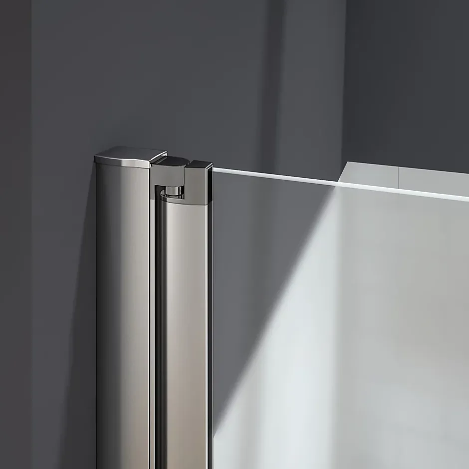 AICA Sanitaire Pare baignoire pivotant - 80 x 140 cm - Verre dépoli anticalcaire 5 mm - Profilé aluminium chromé - Installation à gauche* Pare-Baignoire