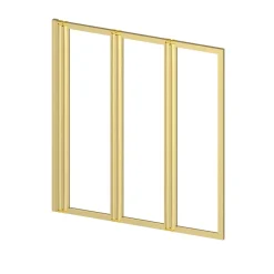 Aurlane Pare baignoire Pivotant 3 Volets Or Brossé - 125x143 cm - Verre Trempé 4 mm - ZAGGY GOLD* Pare-Baignoire
