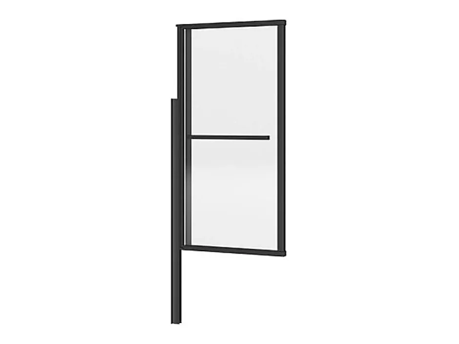 Vente-unique Pare baignoire pivotant et relevable avec porte serviette - Noir mat - 120 x 140 cm - VESLIRA