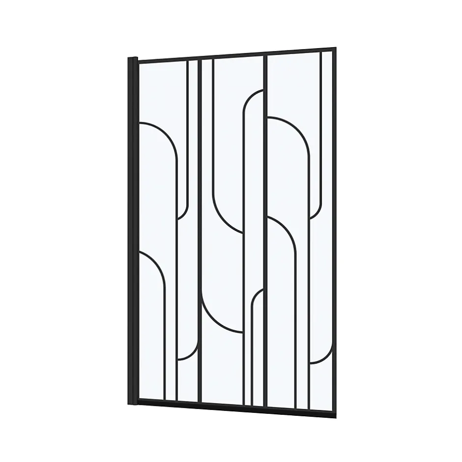 Galedo Pare baignoire pivotant l.80 x H.140 cm profilés noirs, Art Déco* Pare-Baignoire