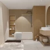 Galedo Pare baignoire pivotant l.80 x H.140 cm profilés effet bois, Art Déco