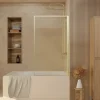Galedo Pare baignoire pivotant l.80 x H.140 cm verre ondulé et profilés doré brossé, Edge