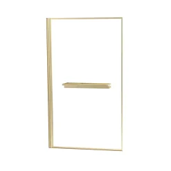 Galedo Pare baignoire pivotant l.80 x H.140 cm profilés doré brossé avec porte serviette et étagère, Edge